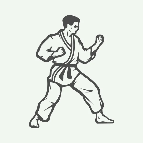 Vintage karate atau logo seni bela diri, lambang, lencana, label - Stok Vektor