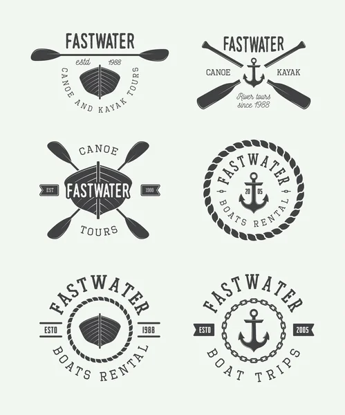 Conjunto de logotipo de rafting vintage, etiquetas e insignias . — Vector de stock