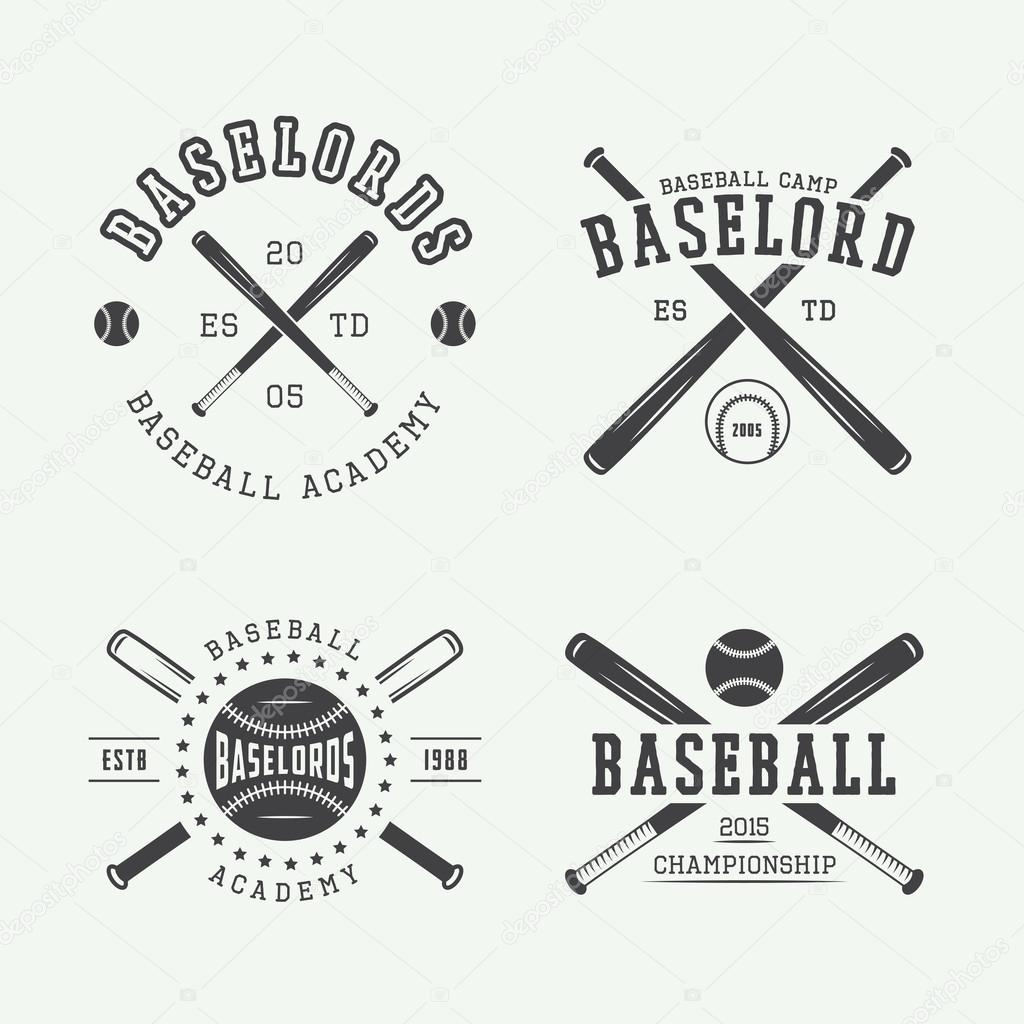 Vintage baseball logos, emblems, badges and design elements.