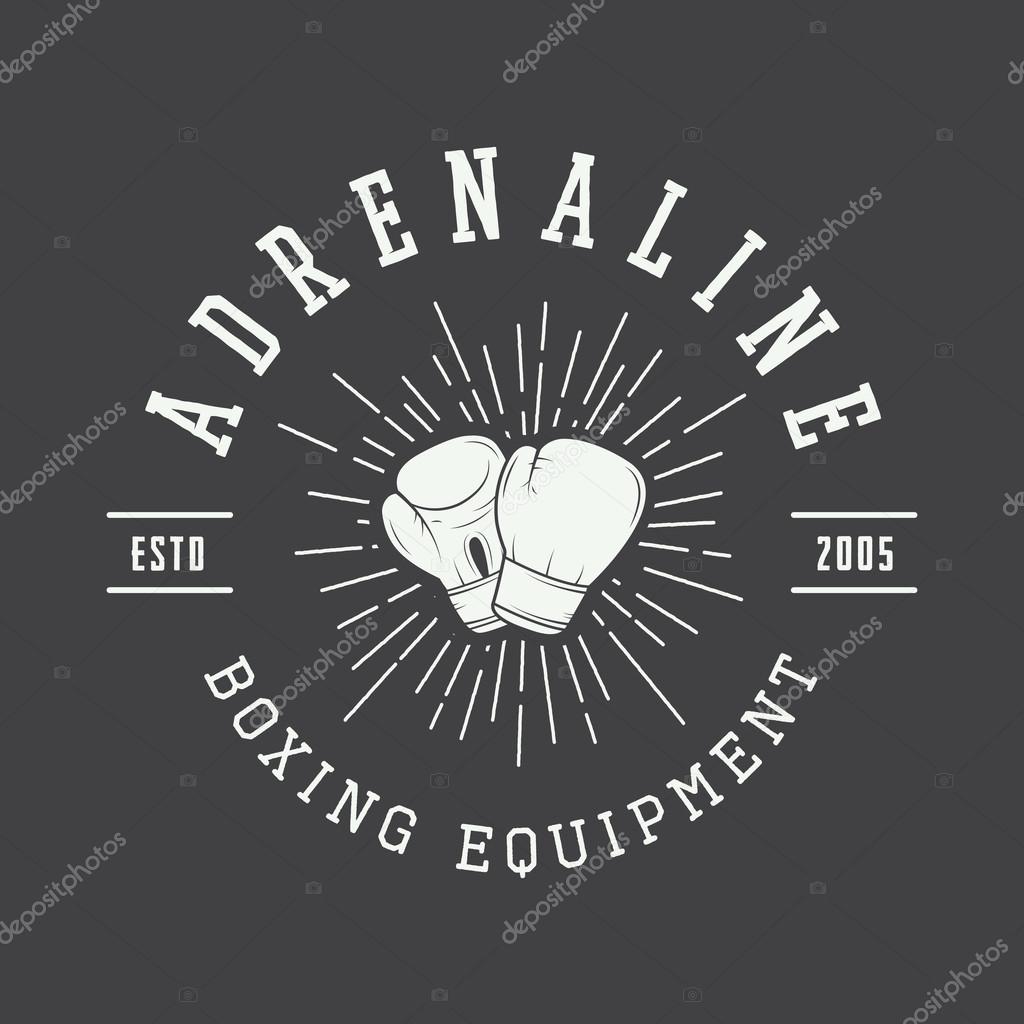 Boxing and martial arts logo, badge or label in vintage style. Vector illustration