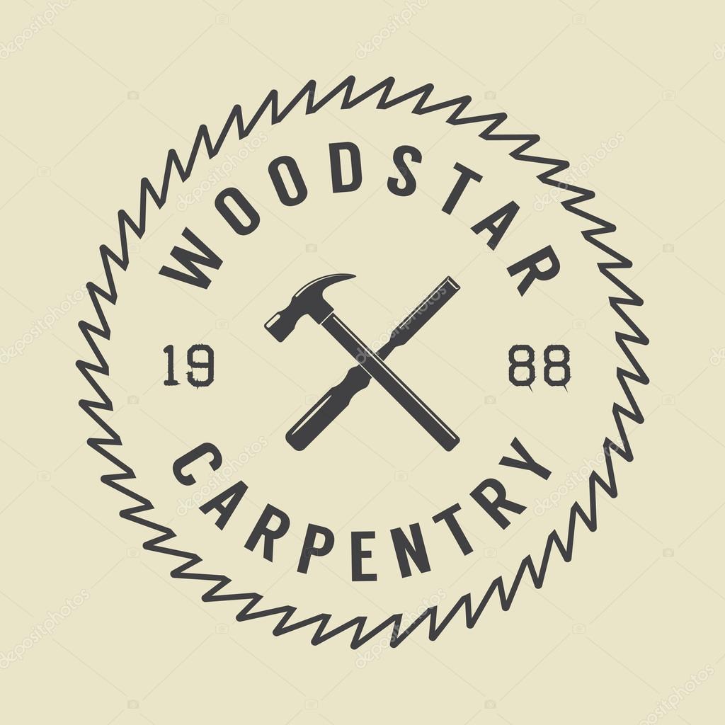 Vintage carpentry and mechanic label, emblem and logo