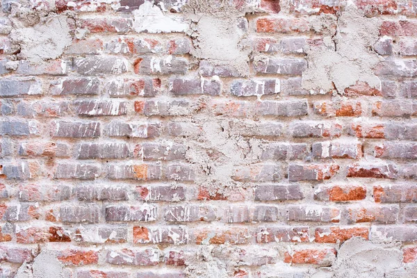 Parede Tijolo Com Cimento Durante Renovação Fundo Forma Uma Parede — Fotografia de Stock