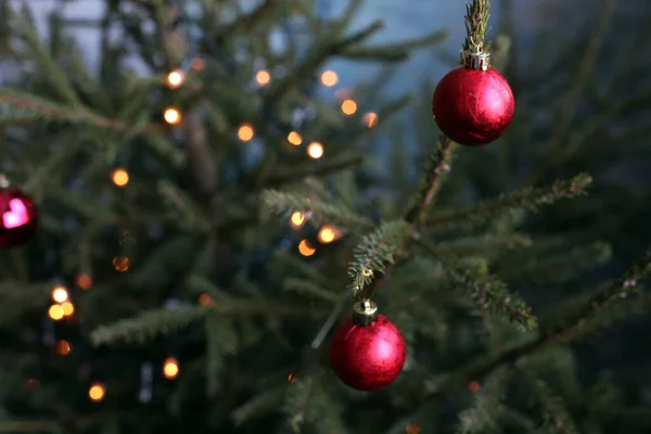 Background Lights Garland Christmas Tree Decorations — Stock Photo, Image