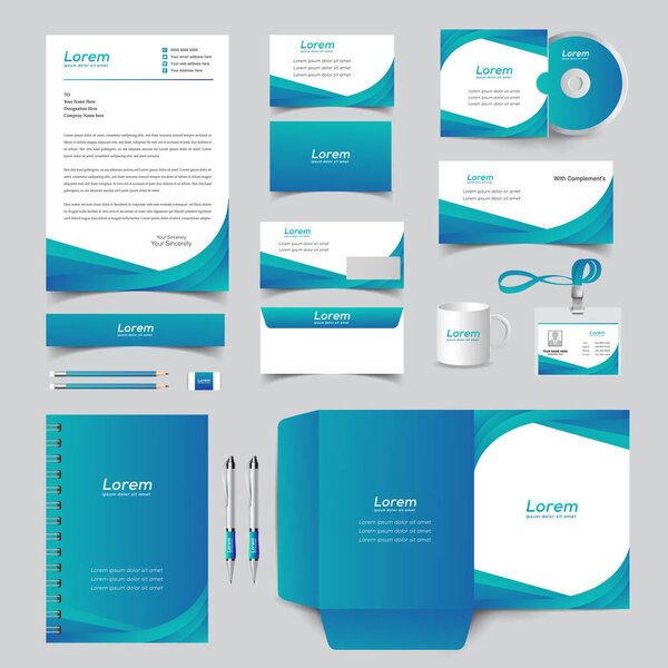 Corporate identity template with digital elements. Vector company style for brand book and guideline.