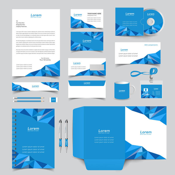 Corporate identity template with digital elements. Vector company style for brand book and guideline.