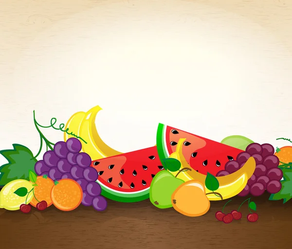 Frutas y lugar para su texto — Vector de stock