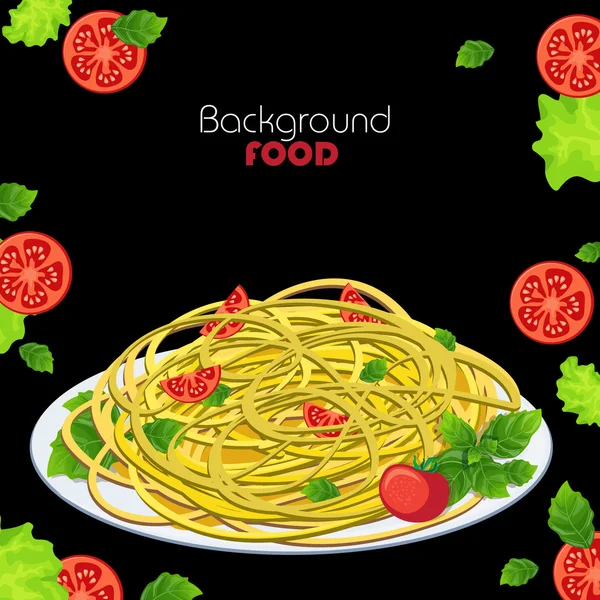 Pasta with tomatoes and basil Stock Vector