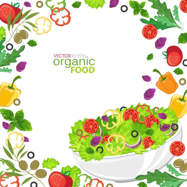 Salad and fresh vegetables — Stock Vector