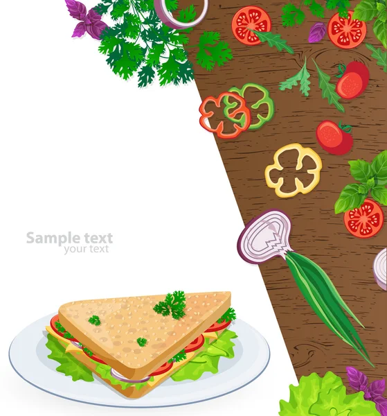 Background with a sandwich — Stock Vector