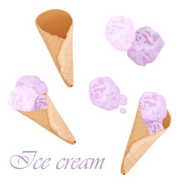 Menekşe dondurma waffle Kupası