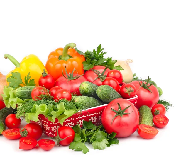 Fresh vegetables on a white background with space for the text. — Stock Photo, Image