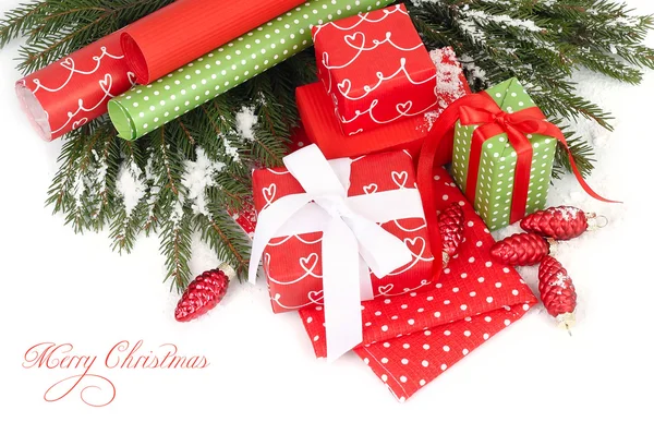 Christmas background with gifts. — Stock Photo, Image