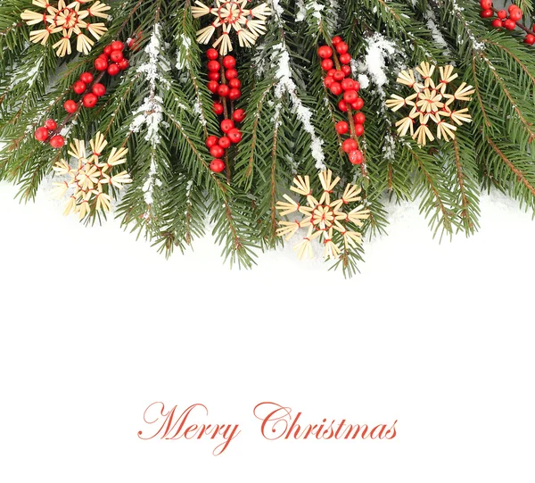 Weihnachten Hintergrund mit Stroh Schneeflocken. — Stockfoto