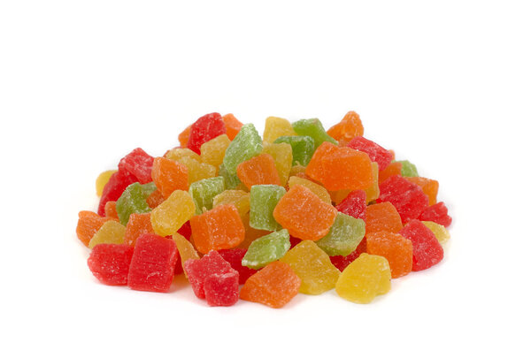Candied fruits on a white background.