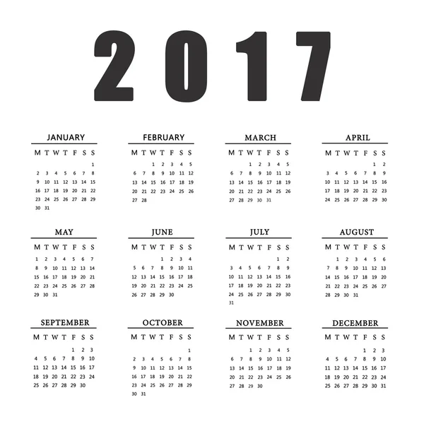 Calendrier 2017 sur fond blanc . — Photo