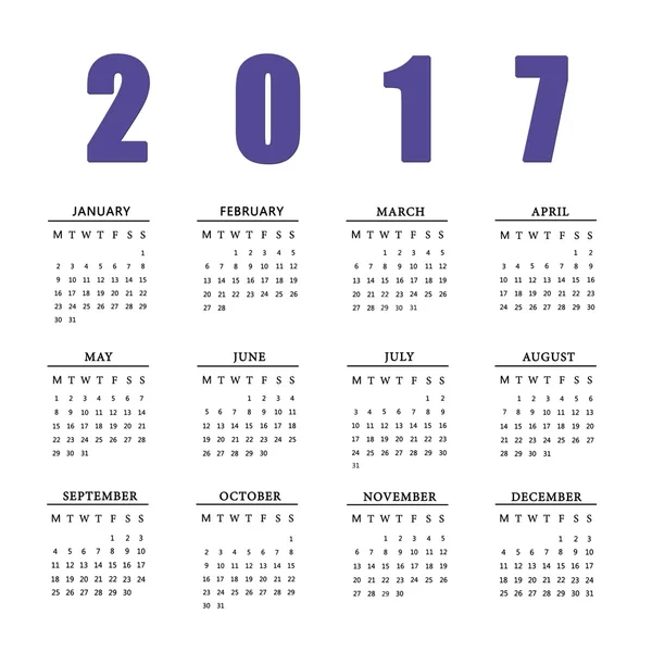 Calendario 2017 sobre el fondo blanco — Foto de Stock