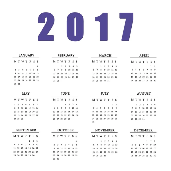 对白色背景上的 2017 年日历. — 图库照片