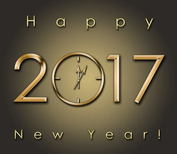 2017 Feliz año nuevo fondo con reloj de oro —  Fotos de Stock