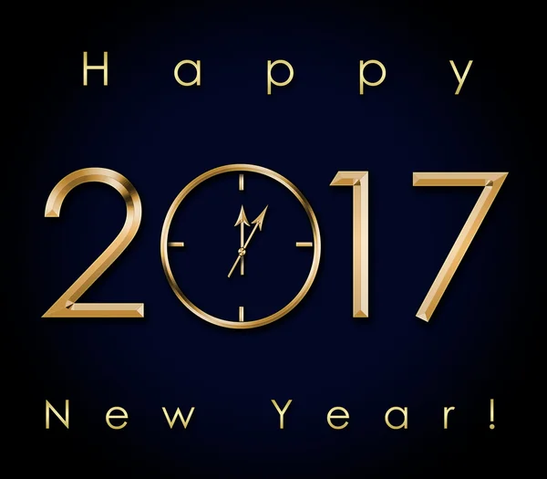 2017 Happy New Year background with gold clock — Stock Photo, Image
