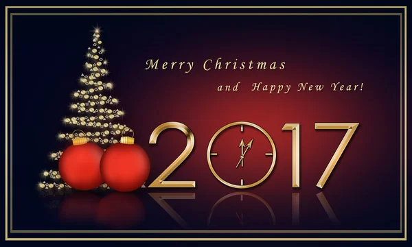 Tarjeta de Navidad 2017 con un árbol de Navidad —  Fotos de Stock