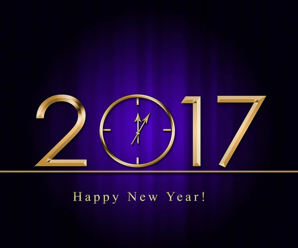 Happy New 2017  Year with gold clock — Stock Photo, Image