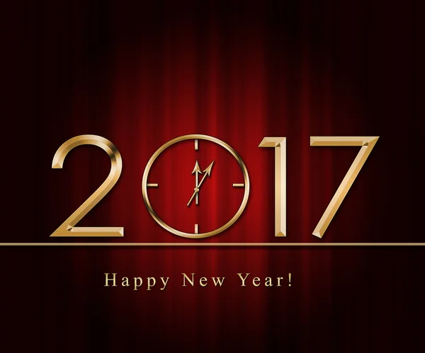 Happy New 2017  Year with gold clock — Stock Photo, Image