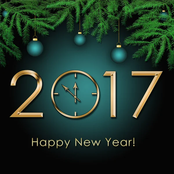 Happy New Year 2017 background with gold clock — Stock Photo, Image