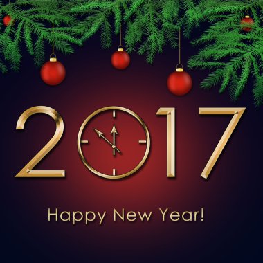 Mutlu yeni yıl 2017 arka plan ile altın saat