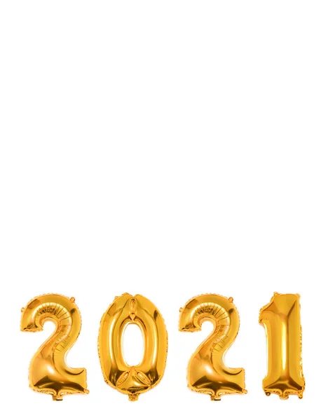 Foil Golden Christmas 2021 Μπαλόνια Μορφή Αριθμών Που Απομονώνονται Λευκό — Φωτογραφία Αρχείου
