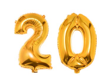 Beyaz arka planda izole edilmiş 20 numaralı şişme balon.