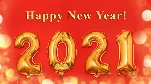 Feliz Ano Novo 2021 Folha Golden Christmas 2021 Balões Forma — Fotografia de Stock
