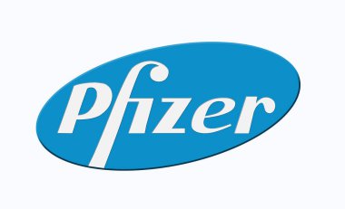 Balerin, Danimarka - 10 Eylül 2017: Duvardaki Pfizer logosu. Pfizer, merkezi Groton, Connecticut 'ta bulunan ve New York' ta bulunan bir ilaç şirketi.