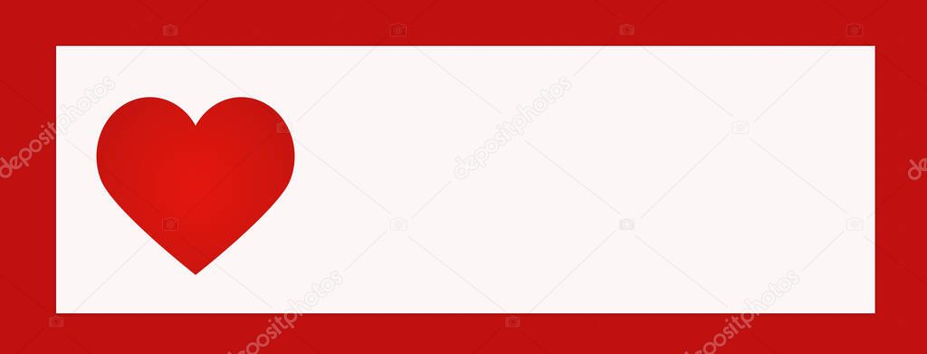 Happy Valentine's Day! Red hearts on a white background. Copy space for text