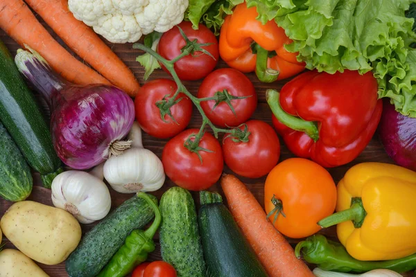 Colorido Conjunto Alimentos Orgánicos Verduras Frescas Crudas Comida Vegetariana Saludable —  Fotos de Stock