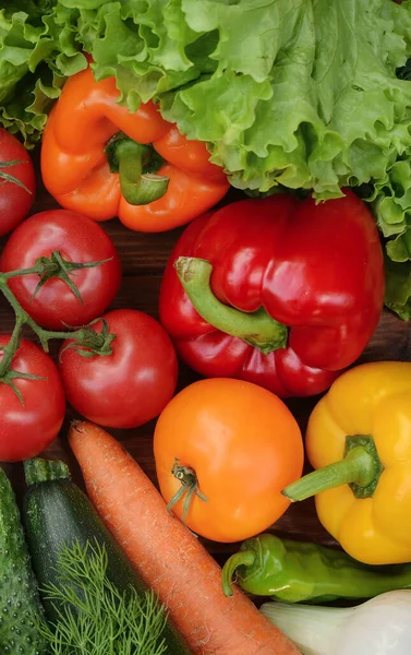 Colorido Conjunto Alimentos Orgánicos Verduras Frescas Crudas Comida Vegetariana Saludable — Foto de Stock