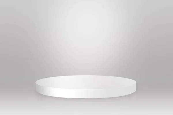 Parlak gri yuvarlak kaidesel podyum 33D çizim. 3 boyutlu illüstrasyon. Geleceğe dönük arka plan ilanları ro web 'e eklenebilir. 3 boyutlu görüntüleme. Metin için alanı kopyala