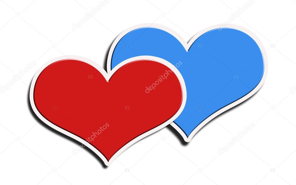 blue and red heart on a white background