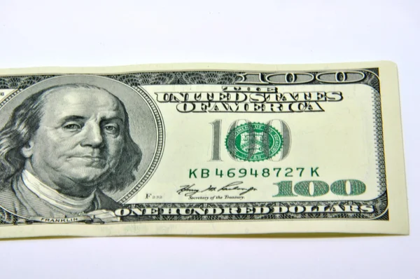 白い背景の上のアメリカの 100 米ドル — ストック写真