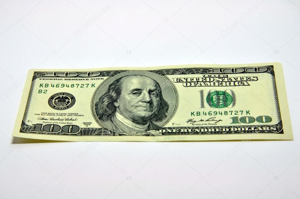 American 100 U.S. dollars on a white background