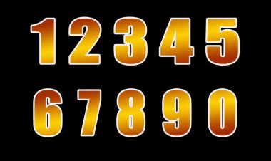 siyah bir arka plan üzerinde izole altın rakamlar