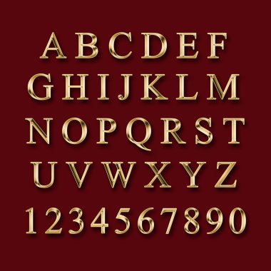 Numaraları ile altın alfabesi 