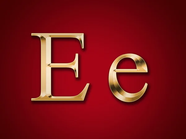 Gold bokstaven "E" på en röd bakgrund — Stockfoto