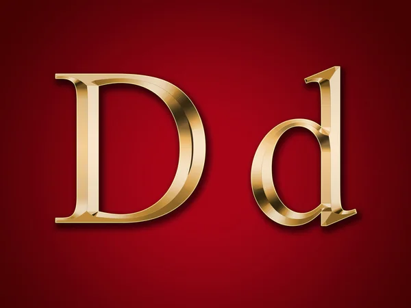 Letra de oro "D" sobre fondo rojo —  Fotos de Stock