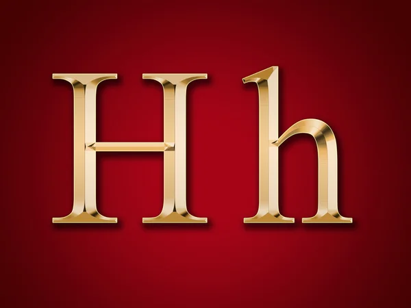 Lettera d'oro "H" su sfondo rosso — Foto Stock