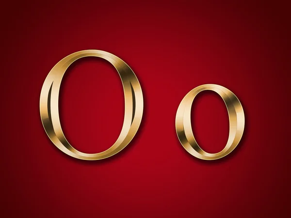 Gold letter "O" on a red background — Stock Photo, Image