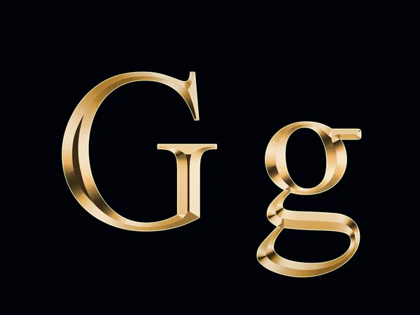 Gold letter "G" on a black background — Stock Photo, Image