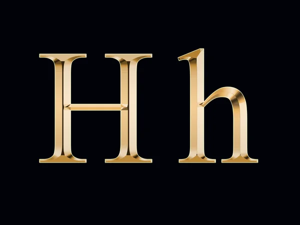 Gold letter "H" on a black background — Stock Photo, Image