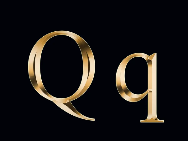 Letra de oro "Q" sobre fondo negro —  Fotos de Stock