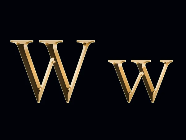 Gold letter "W" on a black background — Stock Photo, Image