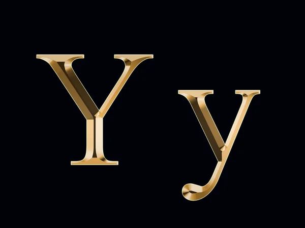 Gold letter "Y" on a black background — Stock Photo, Image